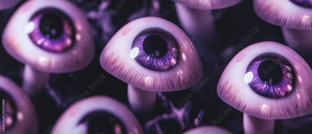 Poster psychedelic pattern featuring all-seeing eyes creating a surreal visual experience in vivid colors