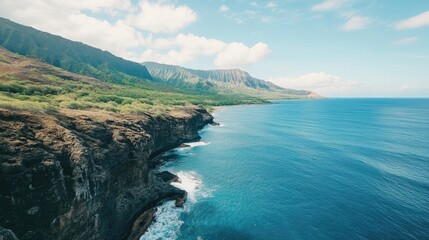 Normal drone shot of ocean and cliff landscape