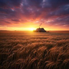 Fototapeta premium Golden Wheat Fields in the Wind