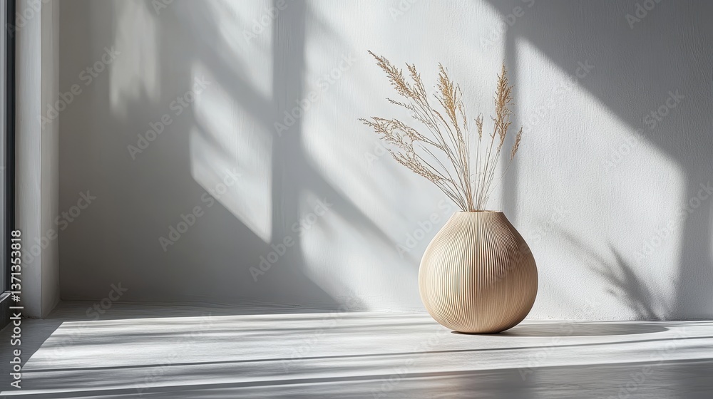 Poster minimalist black bowl on a light surface with dramatic shadows creating a modern aesthetic in natura