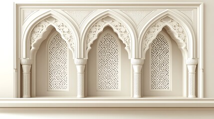 Obraz premium Three ornamented architectural arches with decorative columns and pattern