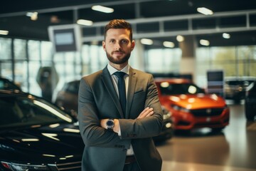 Portrait of a Auto dealer in Car showroom