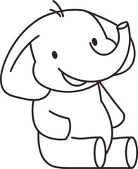Smiling Elephant Line Drawing