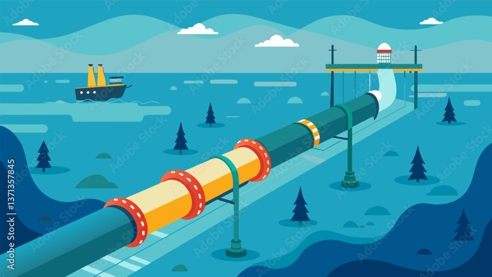 Poster a marvel of engineering the subsea oil pipeline runs for miles navigating underwater obstacles and m