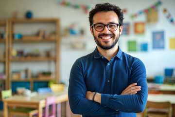 Fototapeta premium Smiling Male Teacher Creating a Positive Learning Environment