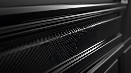 Detailed close up of a black carbon fiber textured surface