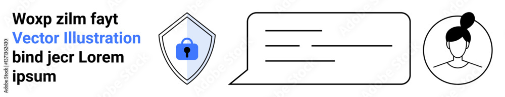 Fototapete shield with lock symbol, user profile, and a speech bubble representing privacy protection, secure c