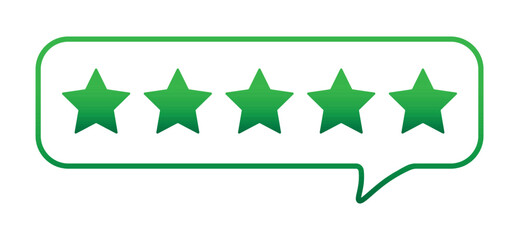 Bubble rating five green stars for best excellent services rating for satisfaction.5 star for quality customer rating feedback concept from client employee, product review, 5 green stars vector EPS 10