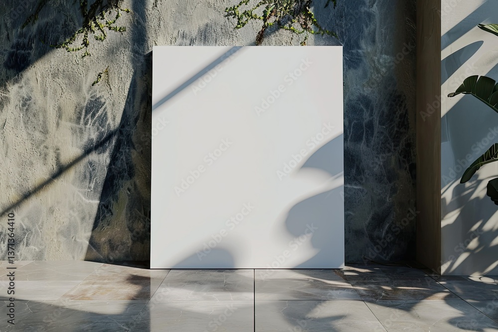 Aufkleber high resolution of white blank rectangle frame canvas on floor with background and shadows