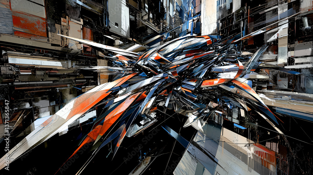 Poster enormous abstract structure with ethereal light and volumetric effects creating a sense of depth and