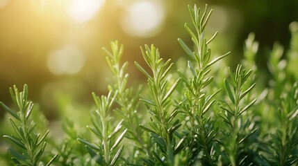 Fresh Rosemary Herb Growing in the Lush Green Garden Landscape