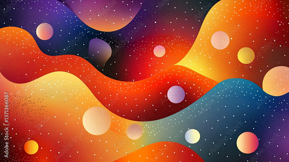 Poster vibrant colorful background with circles and ethereal light creating a playful and energetic atmosph