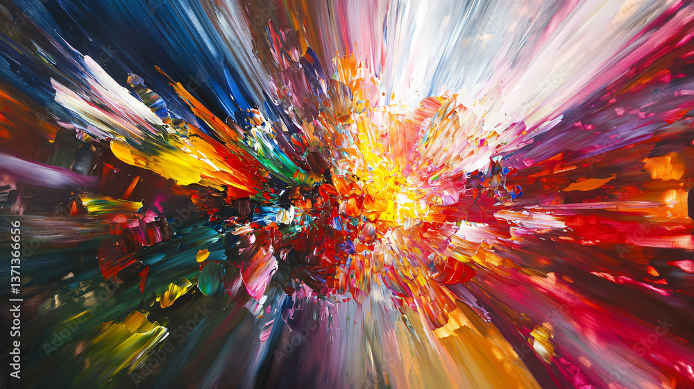 Poster colorful abstract painting featuring fluid motion and soft ambient glow rendered in an ultra-wide pe