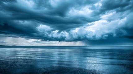Obraz premium Dramatic Storm Clouds Above the Water: Perfect for Weather Forecast Illustrations and Dynamic Nature Scenes