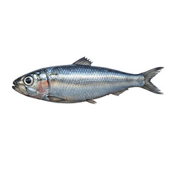 Fototapeta premium Detailed Closeup of a Single Herring Fish Isolated on White Background A Stunning Study in Aquatic Life