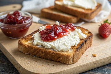 A toast with ricotta and jam