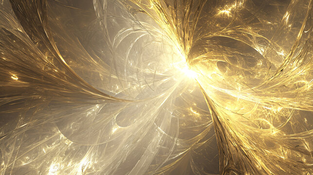 Majestic large golden object rendered in abstract art style with dramatic contrast and fractal patterns capturing attention and wonder.