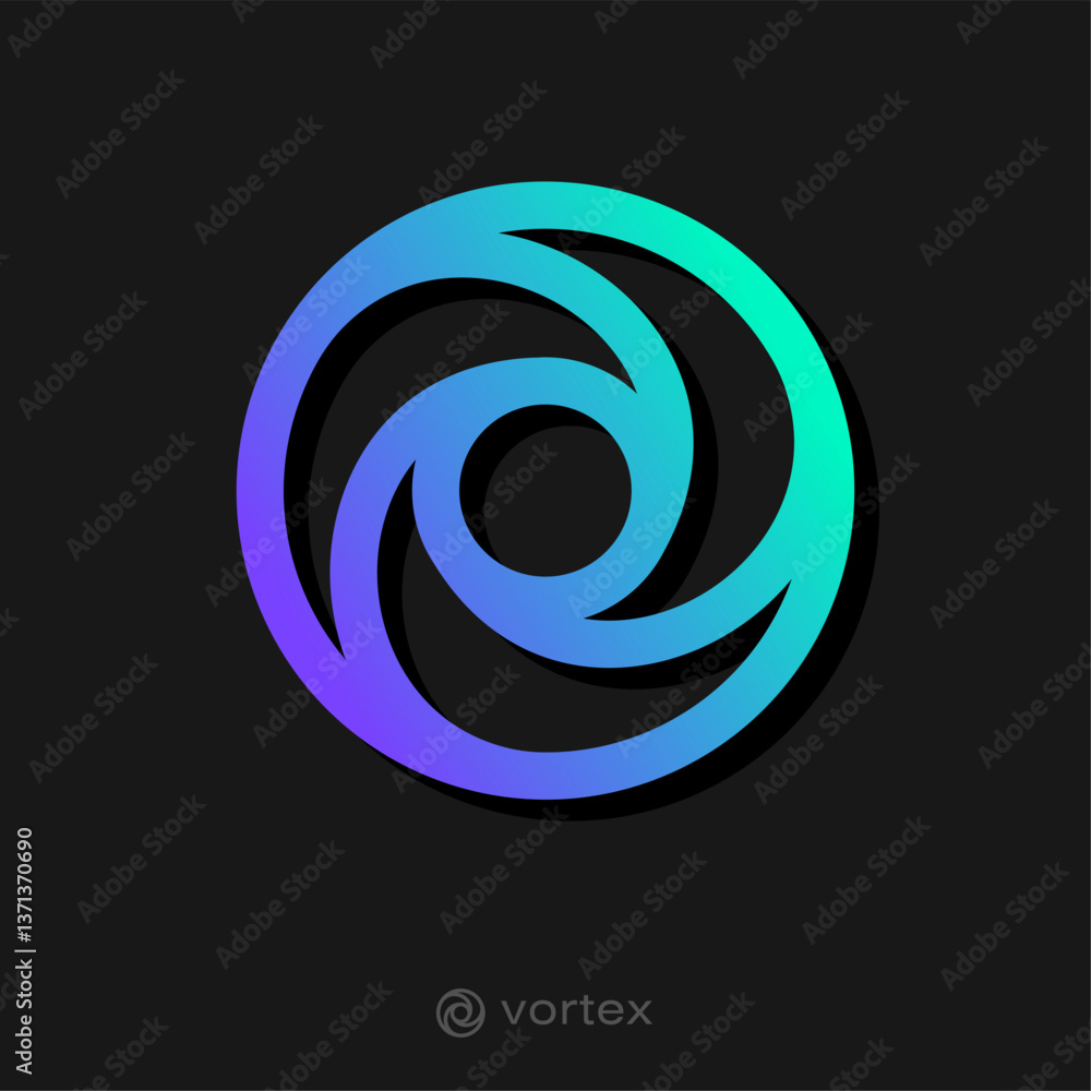 Poster cyclone logo. simple icon with blue gradient. dynamic elements as vortex.