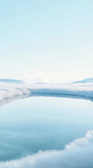 Fototapeta premium A large body of water is reflected in the snow