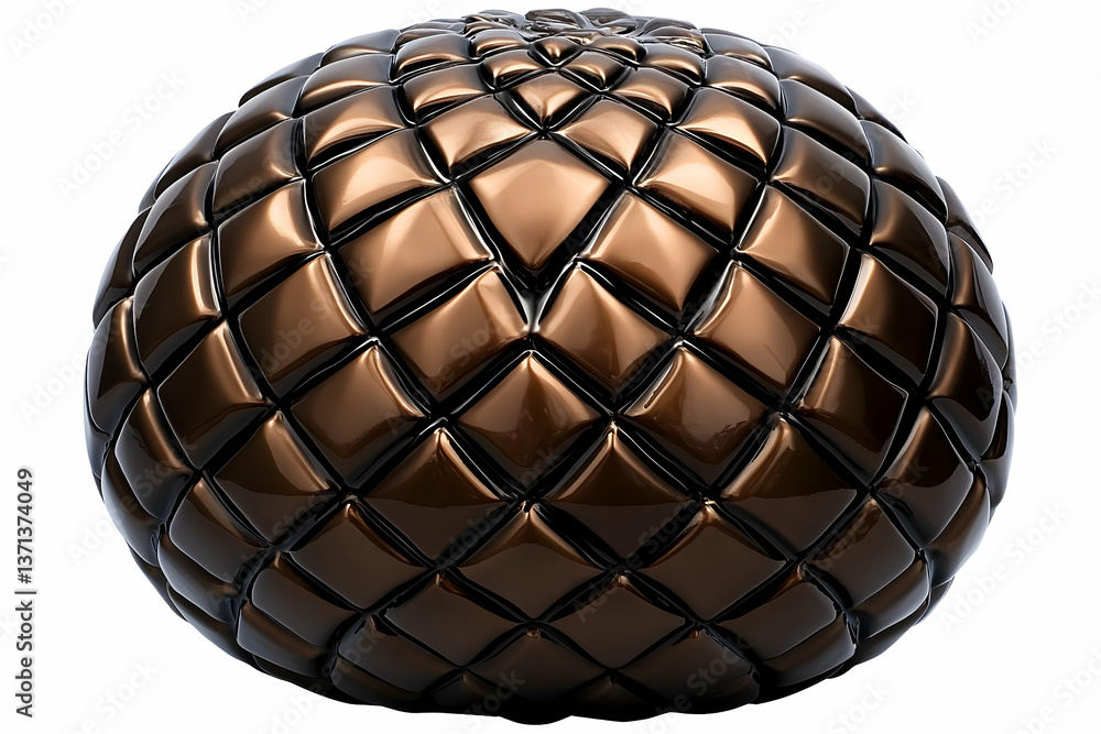 Aufkleber 3d render of abstract metallic sphere with geometric pattern isolated on white