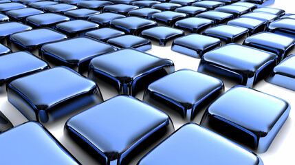 Obraz premium Abstract 3D Render of Repeating Blue Squares on White Background