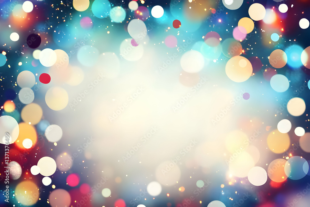 Poster abstract bokeh background with colorful blurred lights