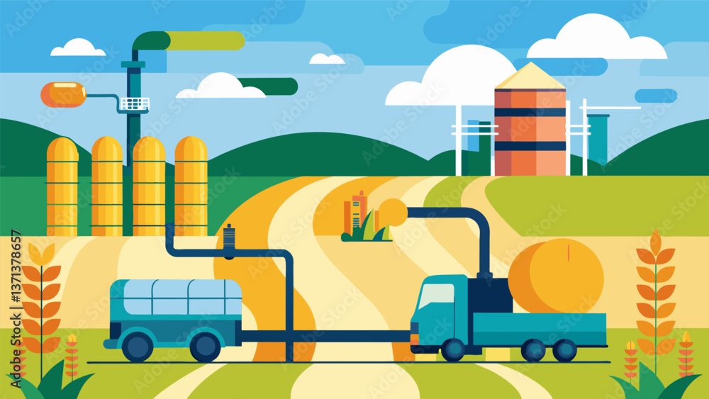 Poster a depiction of the vast network of pipelines and storage tanks responsible for transporting and stor