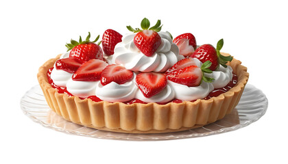  3D strawberry tart topped with whipped cream png 