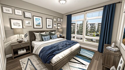 A beautifully designed bedroom featuring elegant and comfortable decor