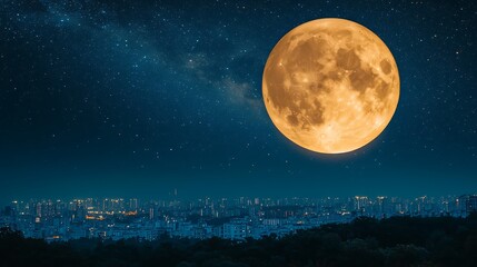 Cityscape Moonlit Night