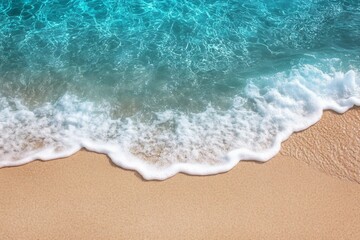 Soft blue ocean wave or clear sea on clean sandy beach summer concept