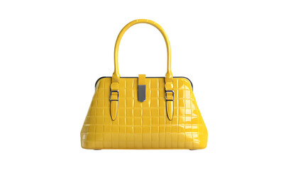  3D illustration of a yellow handbag with a handle and png