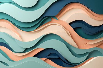 Fototapeta premium Dynamic abstract waves digital art contemporary design creative space,Abstract background Smooth gradient background with layered waves,Abstract Wavy Background with Layered Paper Design in Blue .