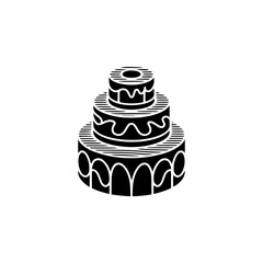 Minimalist Black and White Tiered Cake Illustration