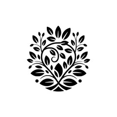 Elegant Black & White Floral Emblem Design