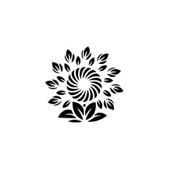 Minimalist Floral Mandala Logo Design in Black and White