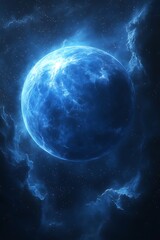 Obraz premium Blue Planet in Cosmic Clouds (1)