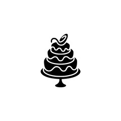 Elegant Tiered Cake Icon, Minimalist Black & White Graphic