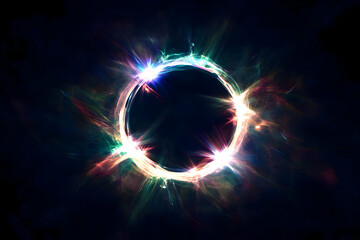 Fototapeta premium Digital Abstract Ring of Light Against Black Background Illustration