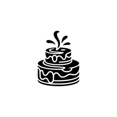 Minimalist Black and White Cake Icon with Sprinkles