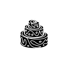 Tiered Cake Icon, Black and White Vector Design