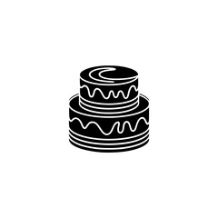 Two-Tiered Cake Icon, Black and White Minimalist Design