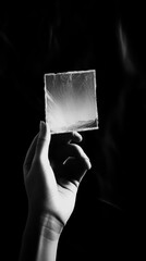 Hand Holding a Fragile, Cracked Photo of a Landscape