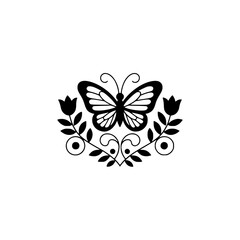 Elegant Black and White Butterfly Ornament