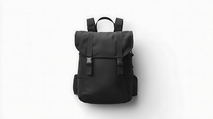 Naklejka premium Black Backpack, Front View / 黒いバックパック（前面）