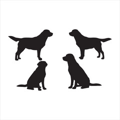 Labrador Retriever Silhouettes - Running, Sitting, and Walking Dog Vector Set