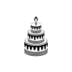 Tiered Cake Icon: Minimalist Black & White Design for Celebration