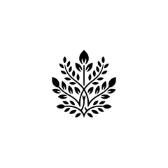 Elegant Black & White Botanical Logo: Leafy Emblem on White Background