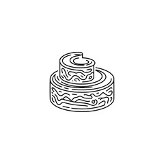 Minimalist Line Art Cake Illustration on White Background