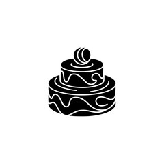 Minimalist Two-Tier Cake Silhouette on White Background